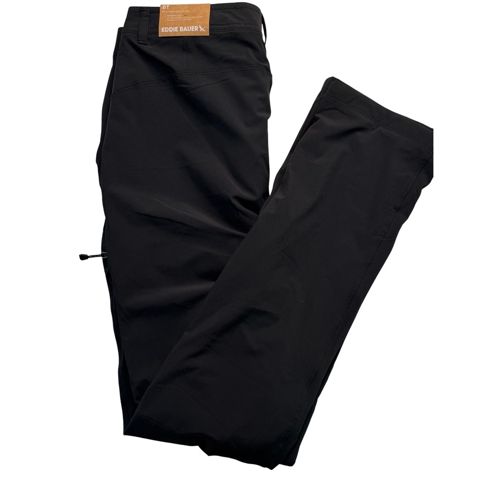 Eddie Bauer WT Flexion Lined 2.0 Pants Womens 8T Black Straight Leg Mid Rise